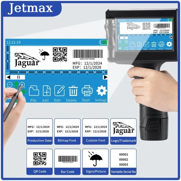 Pantalla codificadora inkjet JM R1730 Pantalla táctil de codificadora inkjet JM R1730 con opciones de impresión