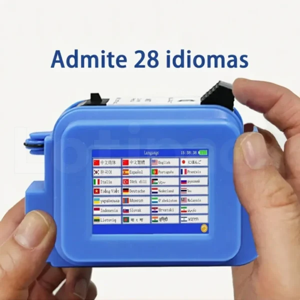 Mini codificadora portátil inkjet azul con soporte para múltiples idiomas