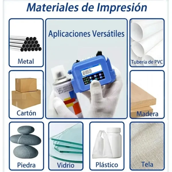 Mini codificadora portátil inkjet azul imprimiendo en diferentes materiales